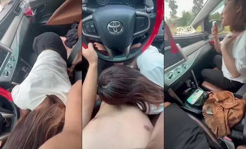 Đang lái xe em kéo quần anh ra bú mút chỉnh cần số